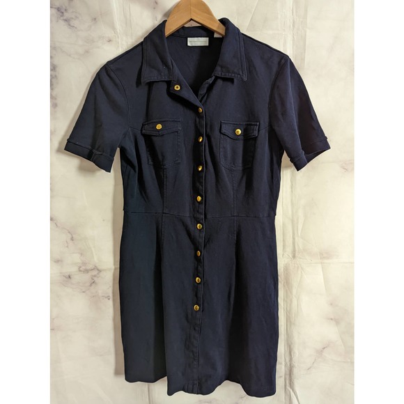 NEW YORK & COMPANY Navy Blue Button Down Casual Dress M - Picture 1 of 7